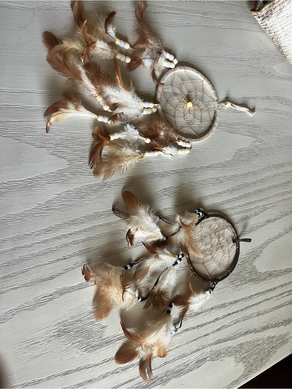 Handmade Beige and brown Feather Dreamcatcher Wall Decor